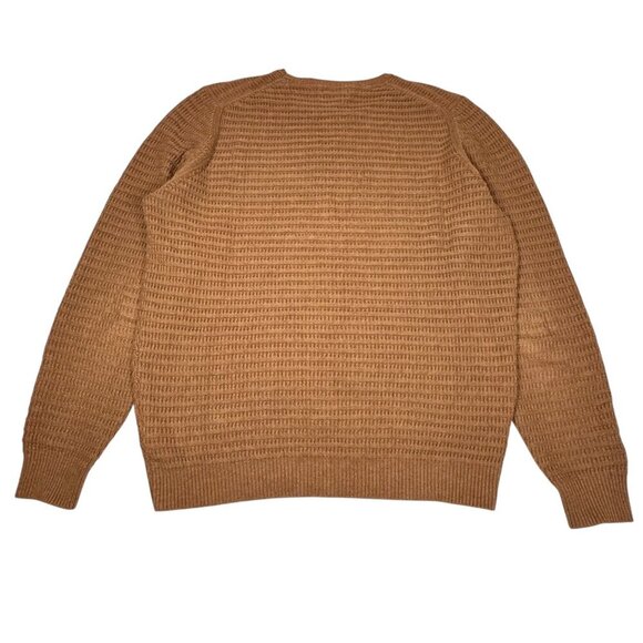 Massimo Dutti Pullover Sweater Sz.L Camel Cotton Cashmere Textured Minimalist - Picture 5 of 11